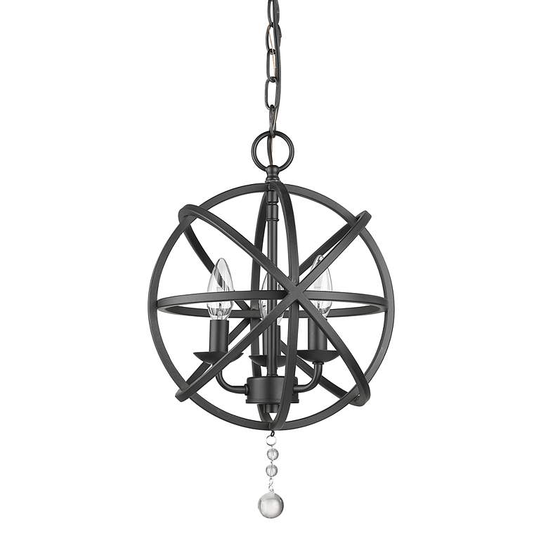 Image 6 Z-Lite Tull 12" Wide Matte Black 3-Light Orb Chandelier more views
