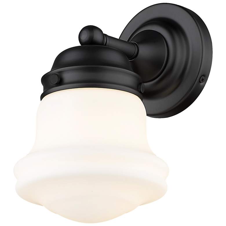 Image 3 Z-Lite Vaughn 9.5" High Black and Opal White Schoolhouse Wall Sconce
