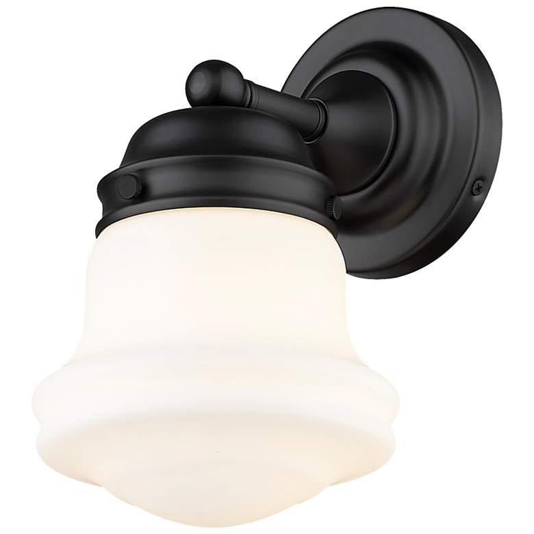 Image 3 Z-Lite Vaughn 9.5 inch High Black and Opal White Schoolhouse Wall Sconce