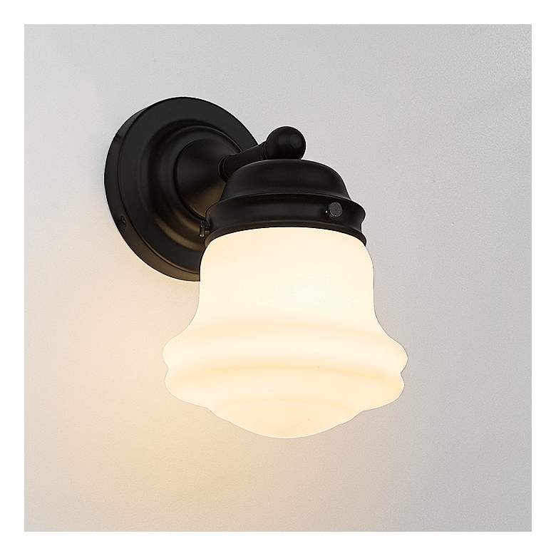 Image 2 Z-Lite Vaughn 9.5 inch High Black and Opal White Schoolhouse Wall Sconce