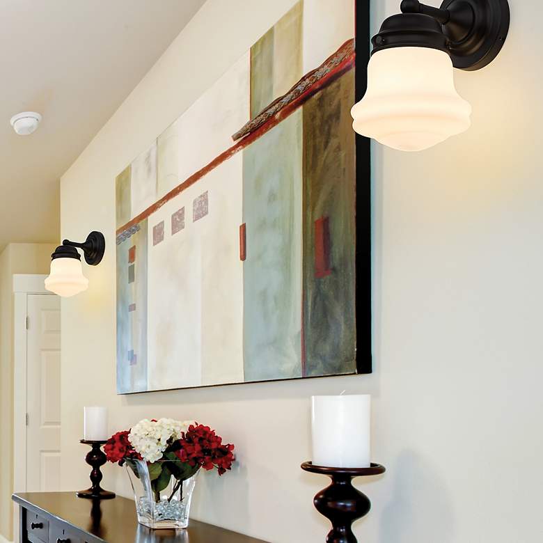 Image 5 Z-Lite Vaughn 9.5" High Black and Opal White Schoolhouse Wall Sconce more views