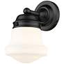 Z-Lite Vaughn 9.5" High Black and Opal White Schoolhouse Wall Sconce in scene
