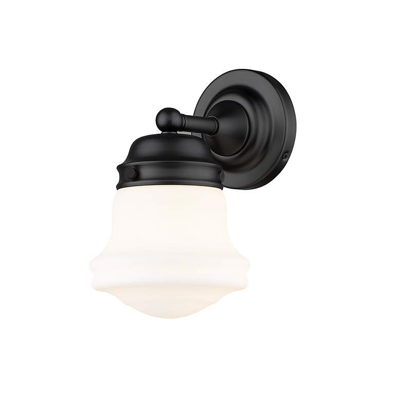 Image 7 Z-Lite Vaughn 9.5" High Black and Opal White Schoolhouse Wall Sconce more views