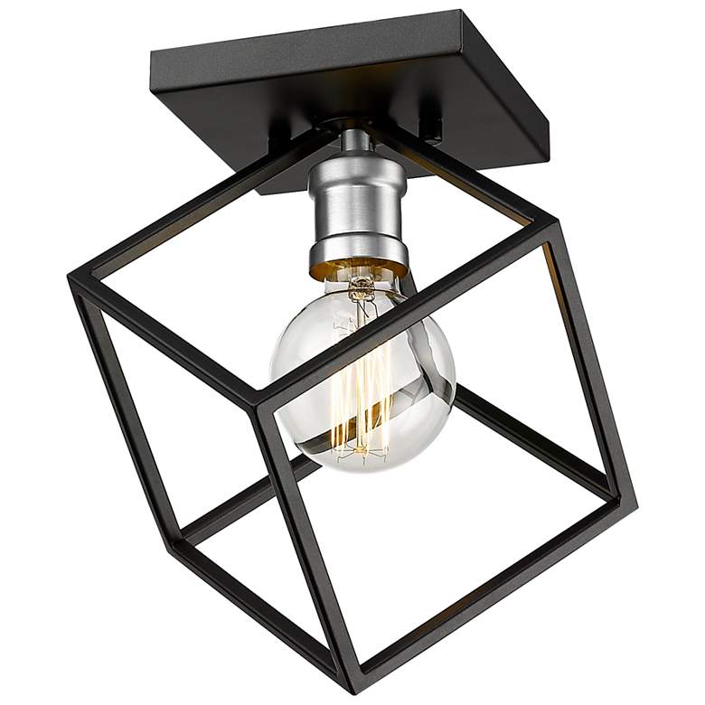 Image 1 Z-Lite Vertical 1 Light Flush Mount in Matte Black + Brushed Nickel