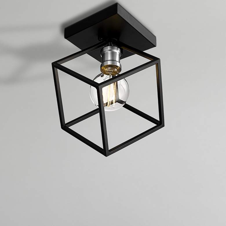 Image 1 Z-Lite Vertical 1 Light Flush Mount in Matte Black + Brushed Nickel