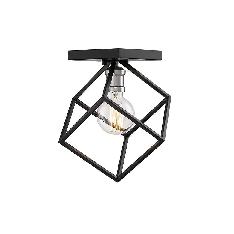 Image 6 Z-Lite Vertical 1 Light Flush Mount in Matte Black + Brushed Nickel more views