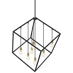Z-Lite Vertical 44&quot; Wide 7-Light Bronze - Olde Brass Geometric Pendant
