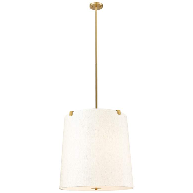 Image 2 Z-Lite Weston 24" Wide Gold and White Linen 6-Light Modern Pendant