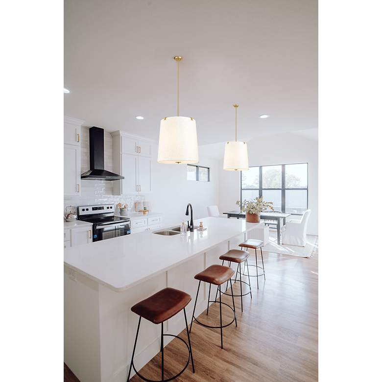 Image 4 Z-Lite Weston 24" Wide Gold and White Linen 6-Light Modern Pendant more views