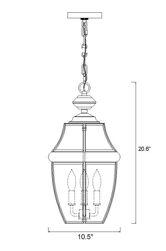 Z-Lite Westover 20.8" High Black 3-Light Outdoor Hanging Porch Light