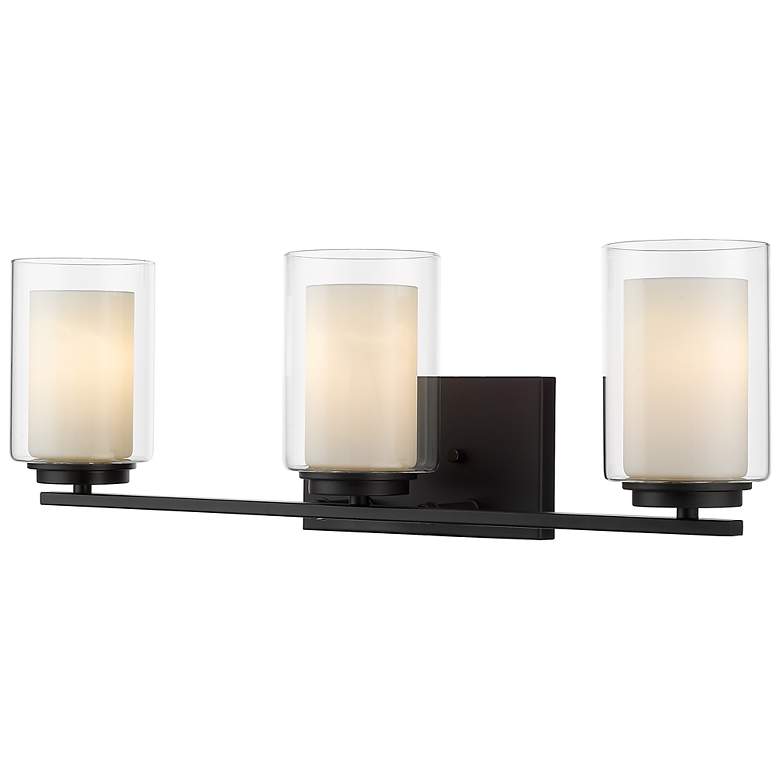 Image 1 Z-Lite Willow 24" Wide Matte Black 3-Light Vanity Bath Light