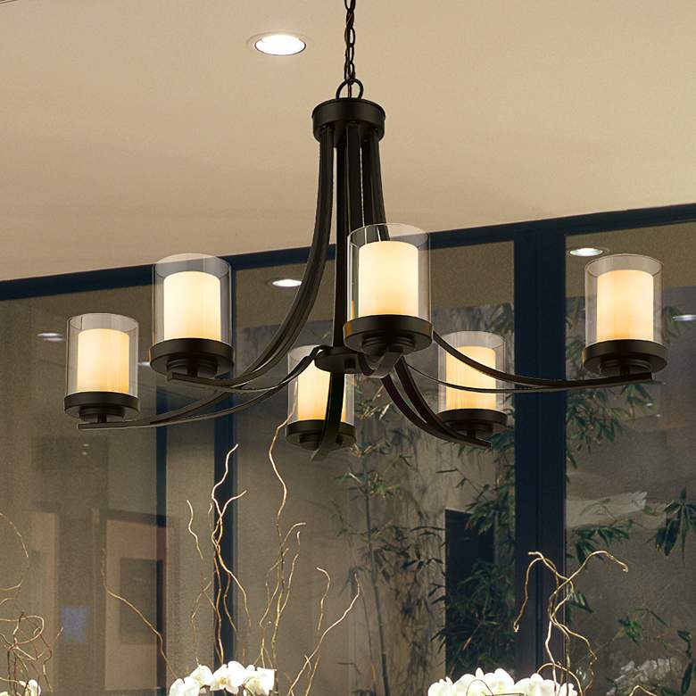 Image 2 Z-Lite Willow 35 1/4" Matte Black Pillar Candle 6-Light Chandelier