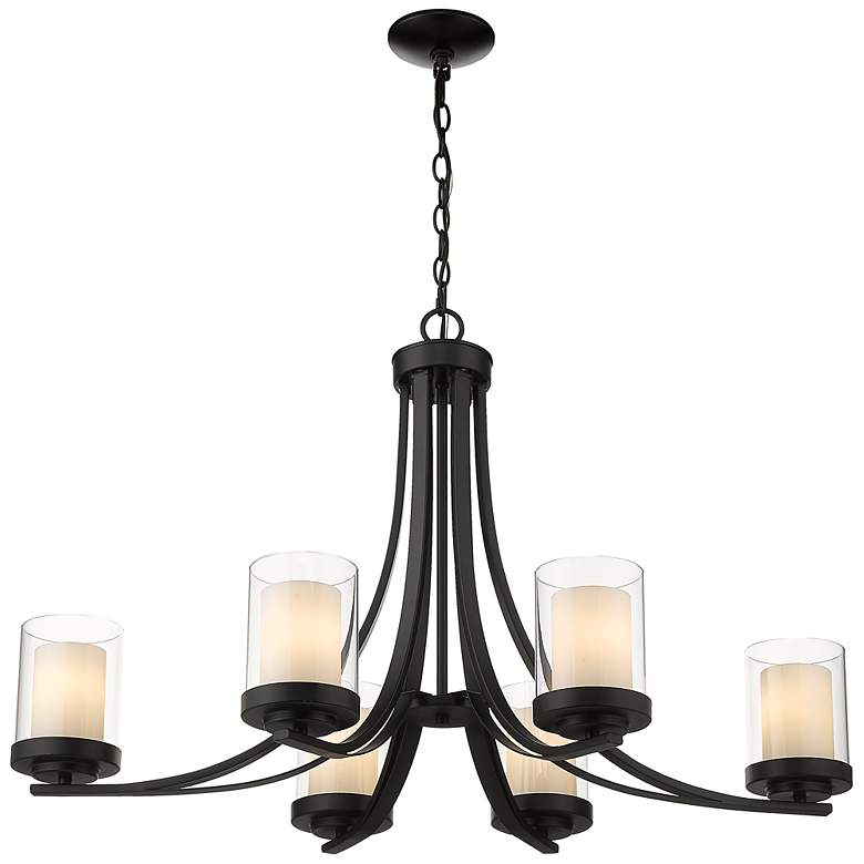Image 6 Z-Lite Willow 35 1/4" Matte Black Pillar Candle 6-Light Chandelier more views