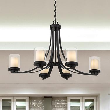 Z-Lite Willow 35 1/4" Matte Black Pillar Candle 6-Light Chandelier