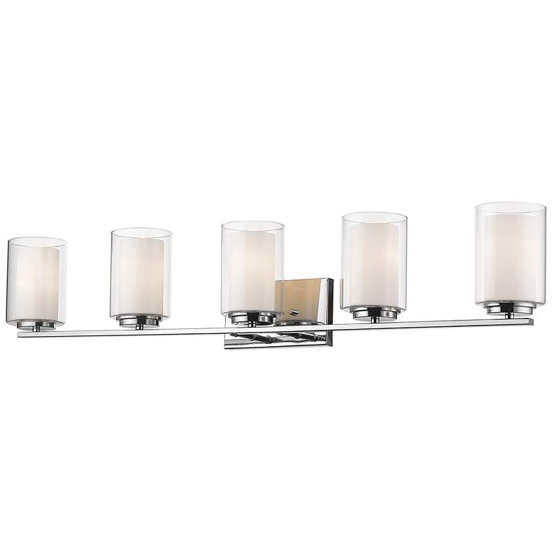 Image 1 Z-Lite Willow 40 1/2" Wide 5-Light Chrome Finish Up Glass Vanity Light