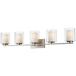 Z-Lite Willow 40 1/2" Wide Brushed Nickel 5-Light Vanity Bath Light