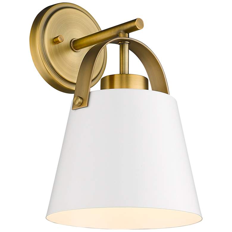 Image 1 Z-Lite Z-Studio 12 3/4" High Matte White and Brass Wall Sconce