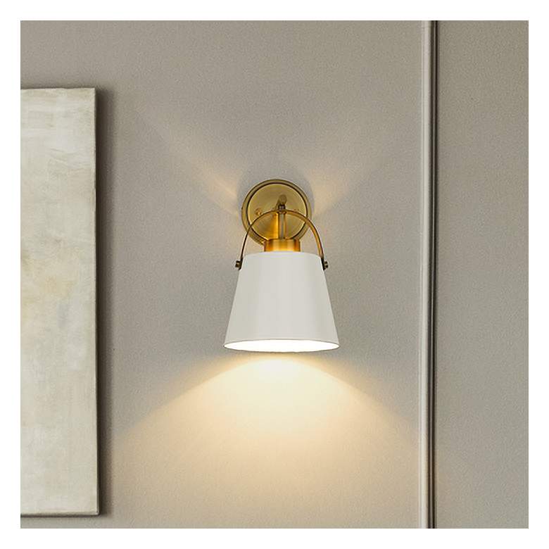 Image 1 Z-Lite Z-Studio 12 3/4" High Matte White and Brass Wall Sconce