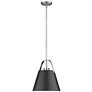 5_Z-Studio 12 1/2" Wide Brushed Nickel and Black Pendant Light more views