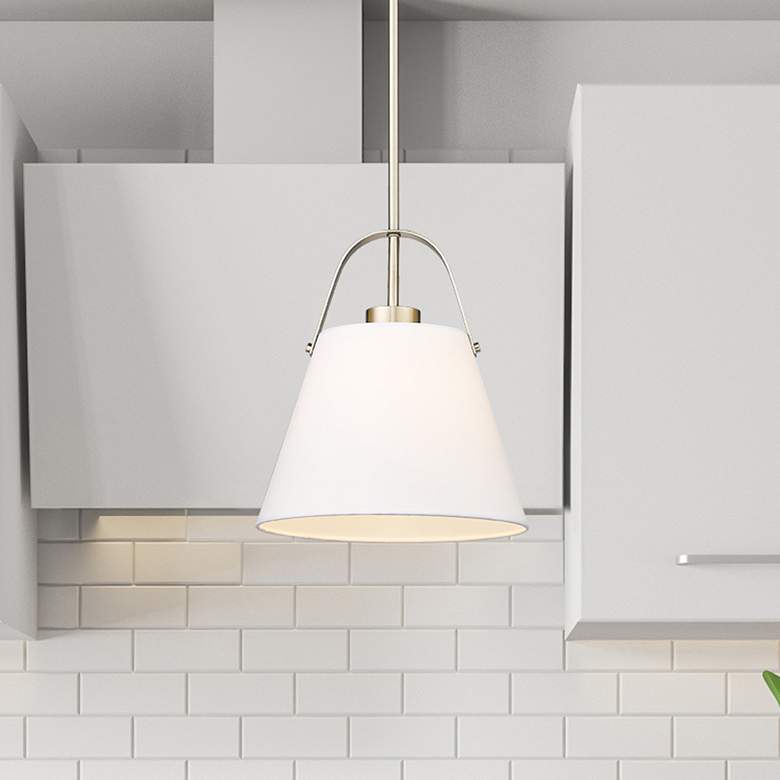 Image 1 Z-Studio 12 1/2" Wide Brushed Nickel Conical Pendant Light