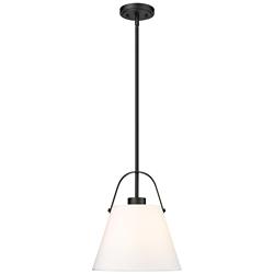 Z-Studio 12 1/2" Wide Matte Black Conical Pendant Light