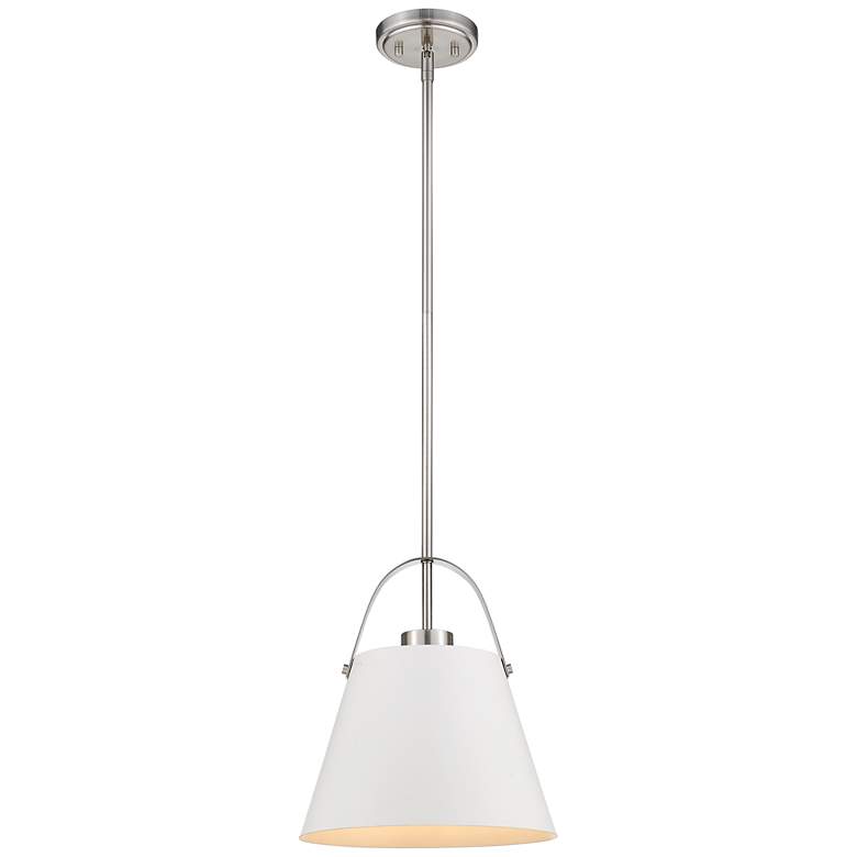 Image 1 Z-Studio 12 1/2 inchW Matte White Brushed Nickel Pendant Light