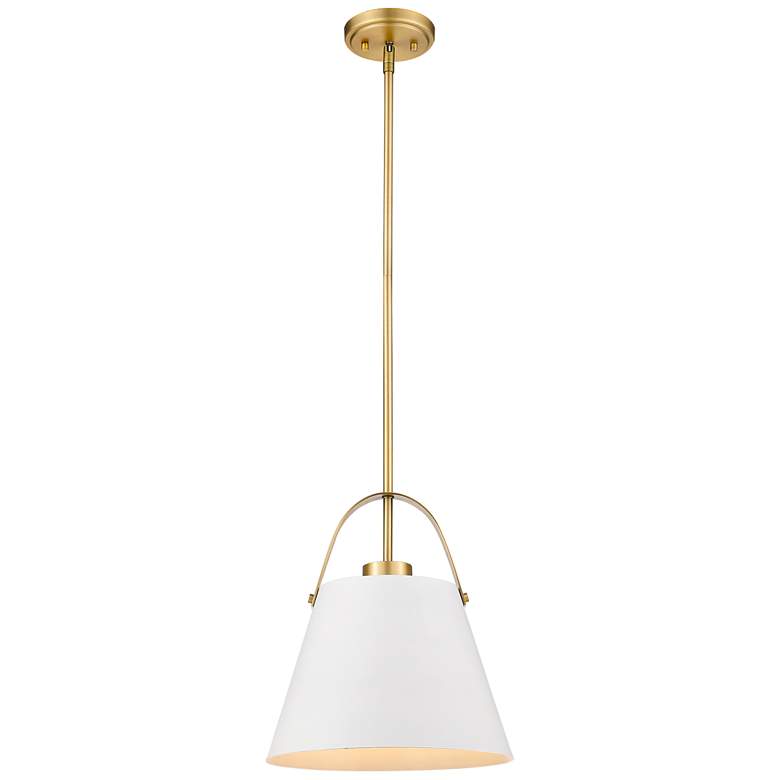Image 1 Z-Studio 12 1/2"W Matte White Heritage Brass Pendant Light