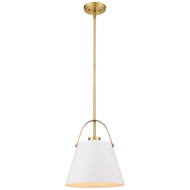 Image 1 Z-Studio 12 1/2 inchW Matte White Heritage Brass Pendant Light