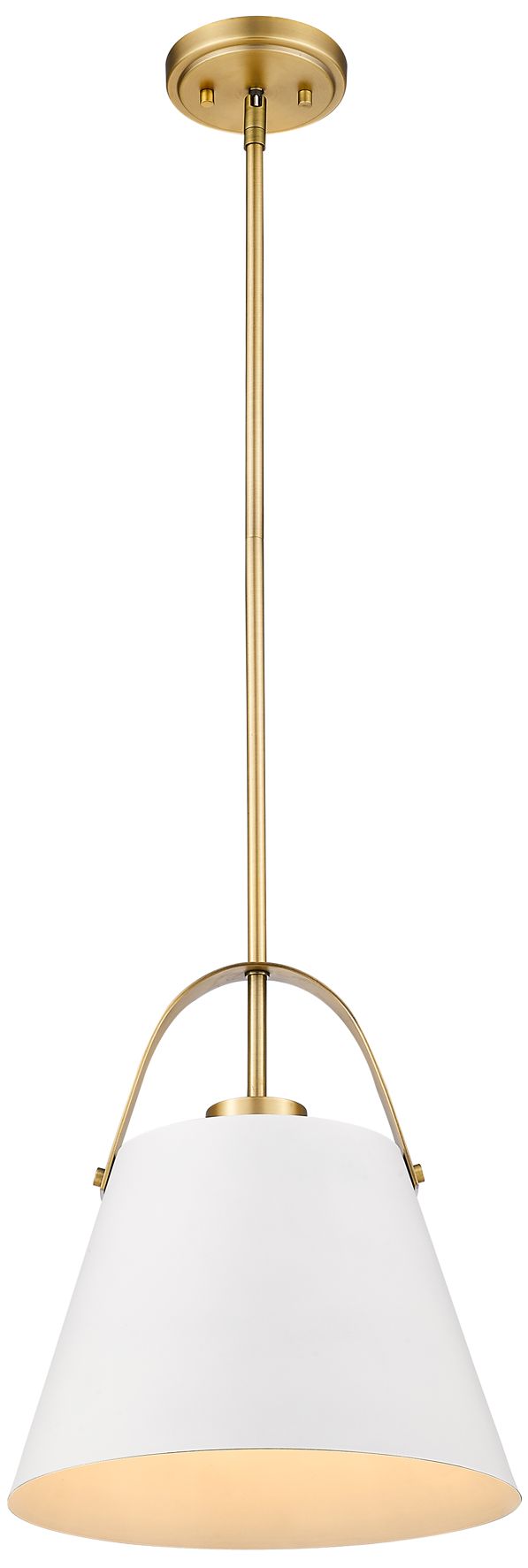 Image 4 Z-Studio 12 1/2"W Matte White Heritage Brass Pendant Light more views