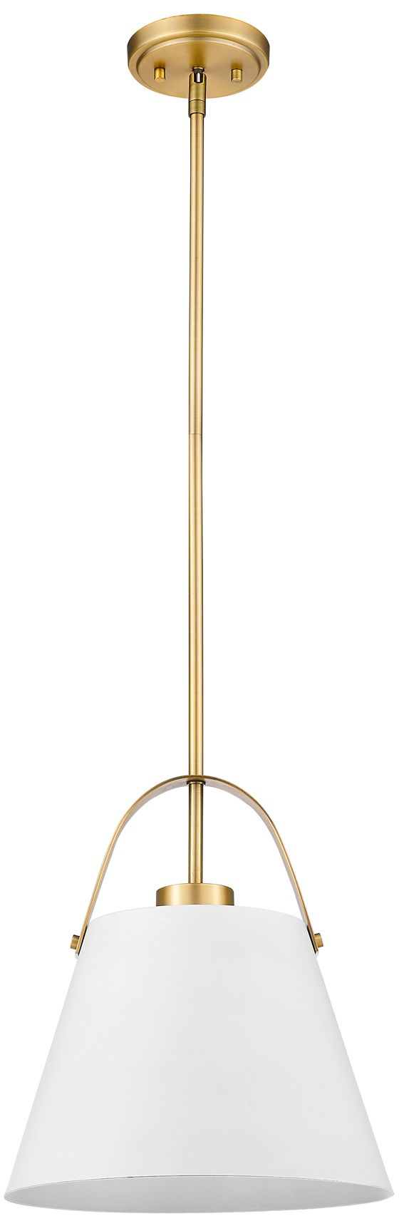 Image 7 Z-Studio 12 1/2"W Matte White Heritage Brass Pendant Light more views