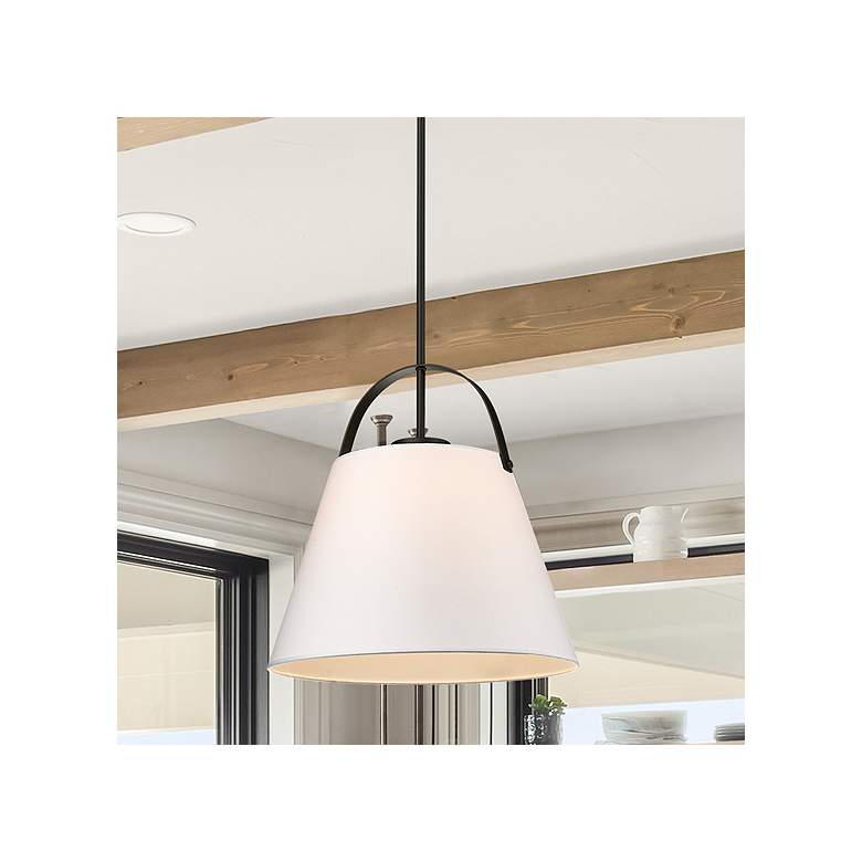 Image 1 Z-Studio 18" Wide Black and White Linen Pendant Light
