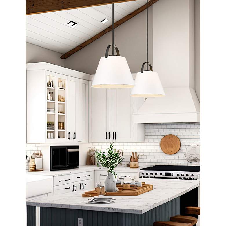Image 4 Z-Studio 18" Wide Black and White Linen Pendant Light more views