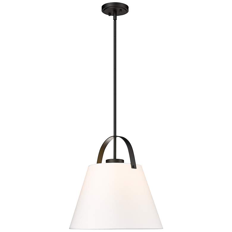 Image 5 Z-Studio 18" Wide Black and White Linen Pendant Light more views