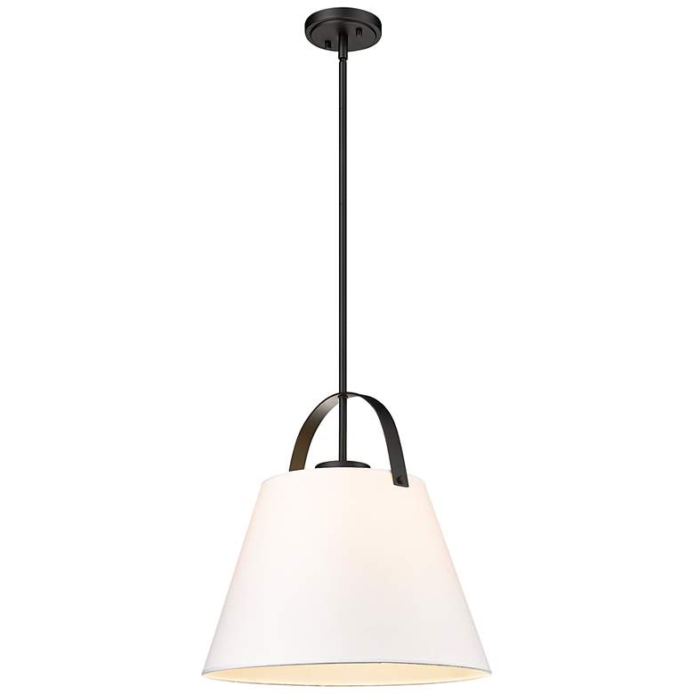 Image 6 Z-Studio 18" Wide Black and White Linen Pendant Light more views