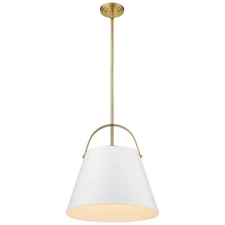 Image 4 Z-Studio 18" Wide Heritage Brass and White Pendant Light more views