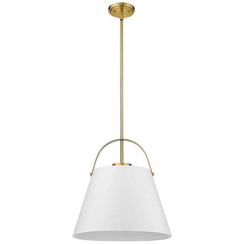 Image 6 Z-Studio 18" Wide Heritage Brass and White Pendant Light more views