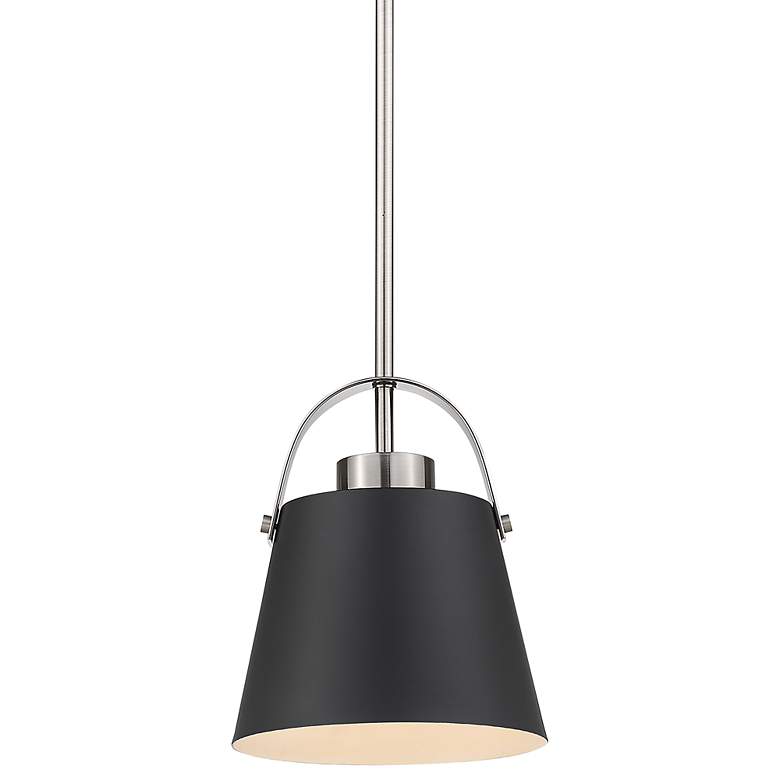 Image 1 Z-Studio 8" Wide Brushed Nickel and Matte Black Mini Pendant