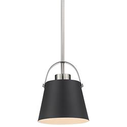 Z-Studio 8" Wide Brushed Nickel and Matte Black Mini Pendant