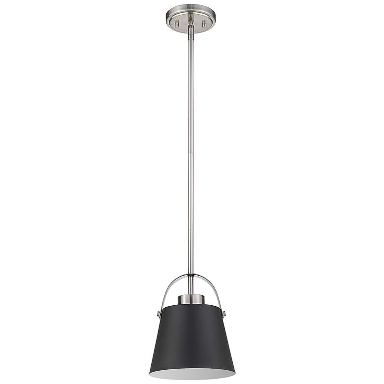Image 4 Z-Studio 8" Wide Brushed Nickel and Matte Black Mini Pendant more views