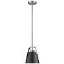 5_Z-Studio 8" Wide Brushed Nickel and Matte Black Mini Pendant more views