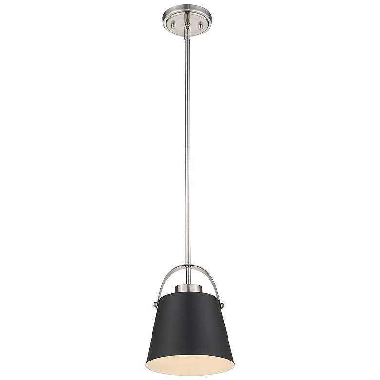 Image 6 Z-Studio 8" Wide Brushed Nickel and Matte Black Mini Pendant more views