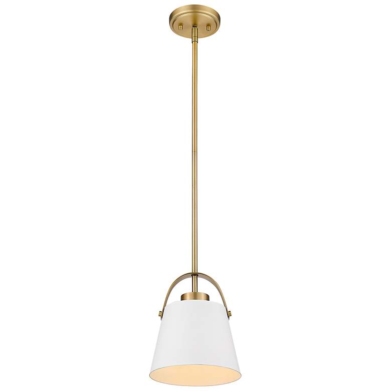 Image 4 Z-Studio 8" Wide Heritage Brass Conical Mini Pendant more views