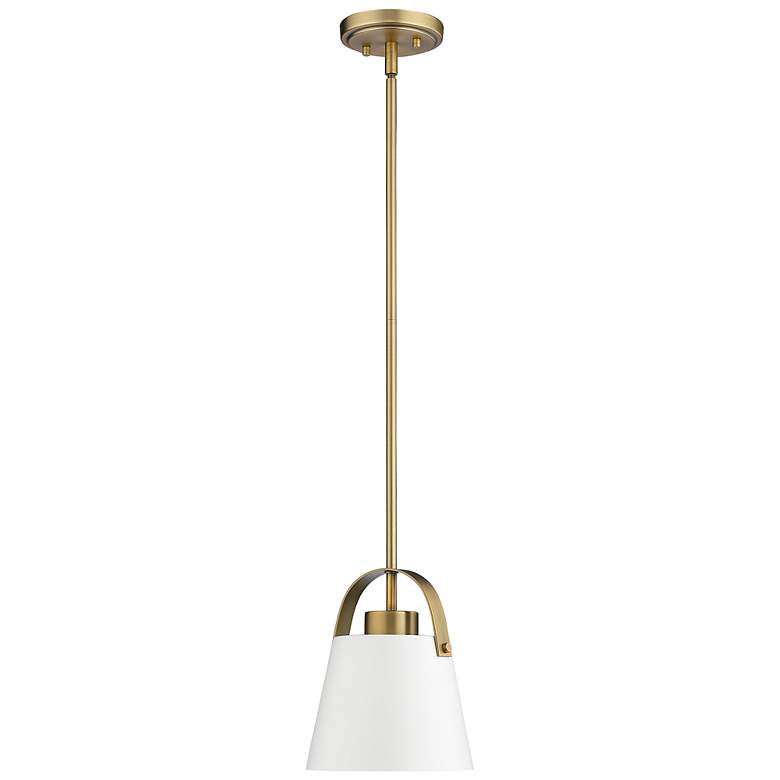 Image 5 Z-Studio 8" Wide Heritage Brass Conical Mini Pendant more views