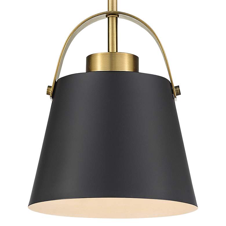 Image 2 Z-Studio 8" Wide Matte Black and Heritage Brass Mini Pendant more views