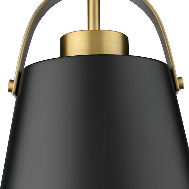 Image 3 Z-Studio 8" Wide Matte Black and Heritage Brass Mini Pendant more views