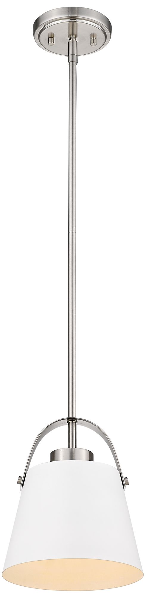 Image 5 Z-Studio by Z-Lite Matte White + Brushed Nickel 8 inch 1 Light Mini Pendant more views