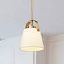 1_Z-Studio Linen Pendant by Z-Lite Heritage Brass 1 Light Mini Pendant