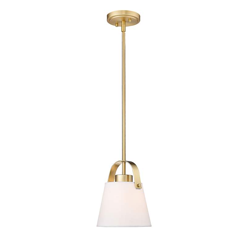 Image 5 Z-Studio Linen Pendant by Z-Lite Heritage Brass 1 Light Mini Pendant more views