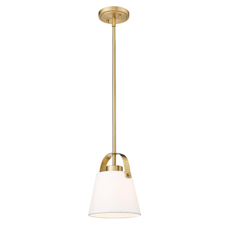 Image 6 Z-Studio Linen Pendant by Z-Lite Heritage Brass 1 Light Mini Pendant more views