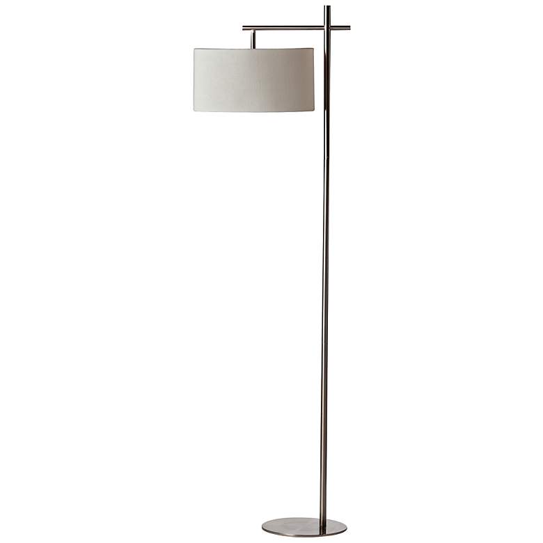 Image 1 Z White Linen Satin Metal Floor Lamp